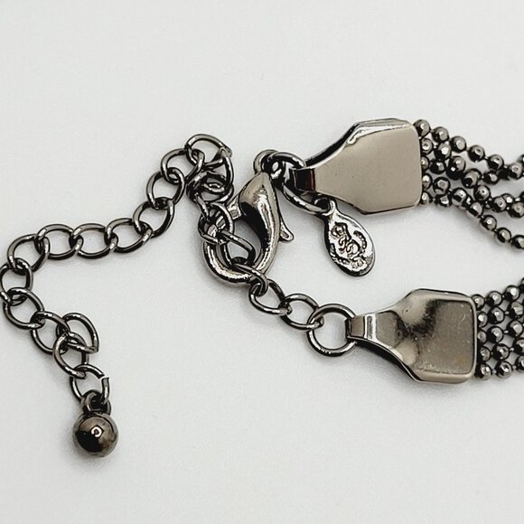 Premier Designs Silver tone & Black Glass Bead Multi ball Chain Necklace - Picture 6 of 9